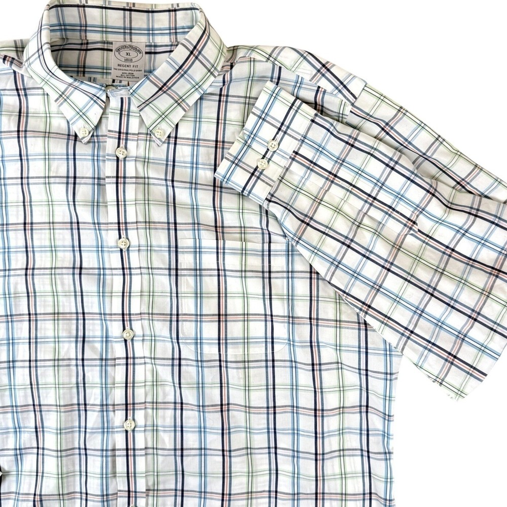 Brooks Brothers Mens XL‎ Regent Fit Plaid Shirt Non Iron Cotton Business Casual